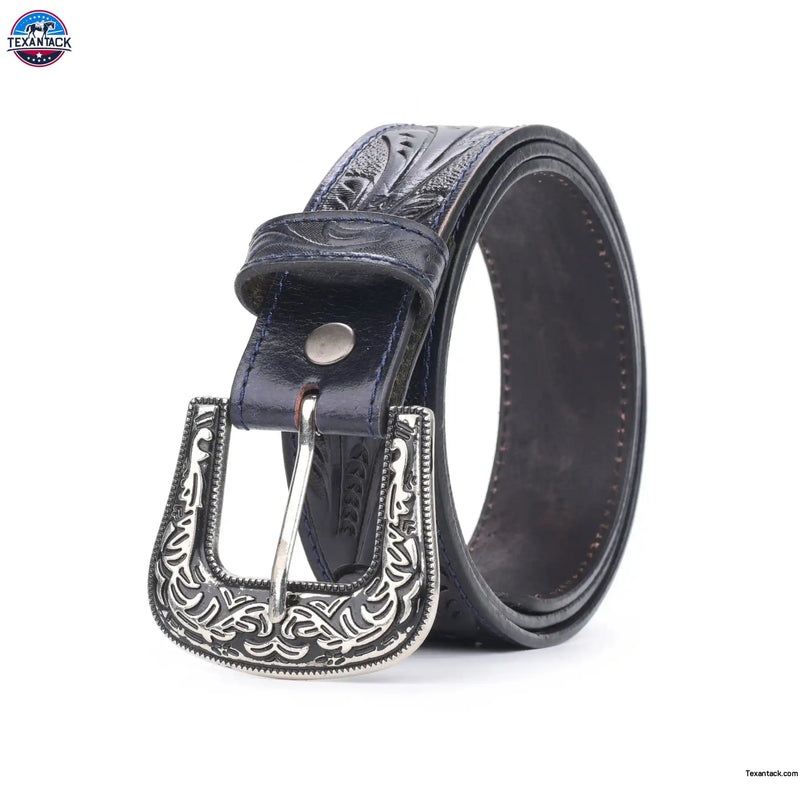 Resistance Floral Black Women's Cowgirl Cowboy Country Belt  With Floral Embossed Silver Buckle NewEngland Tack