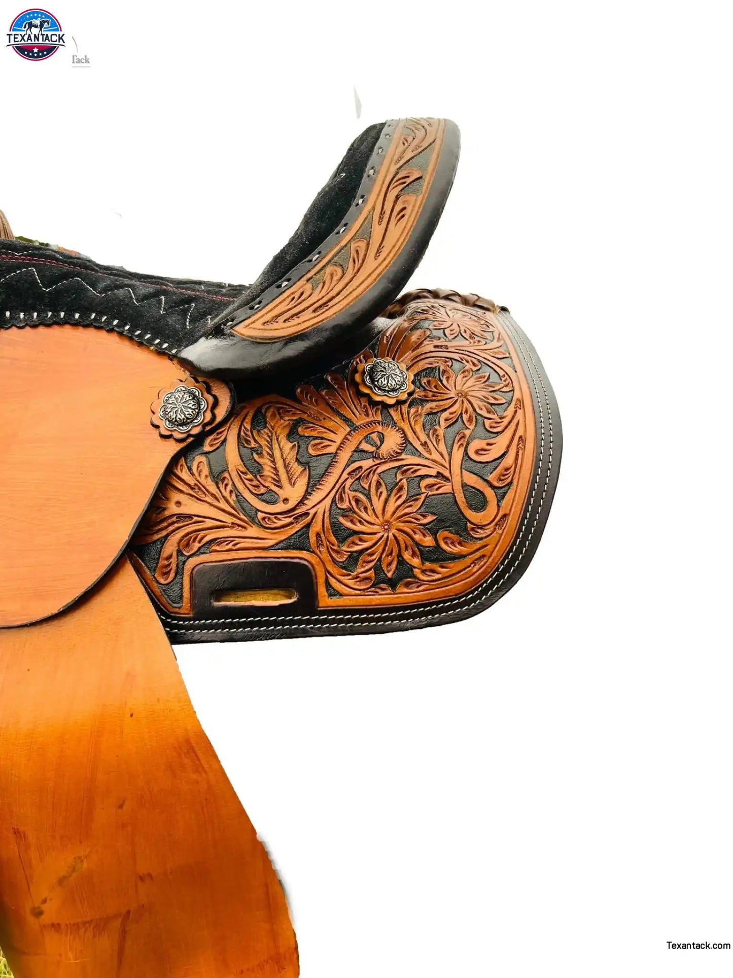 Floral Tooled Youth Western Leather Horse Barrel Saddle NewEnglandTack