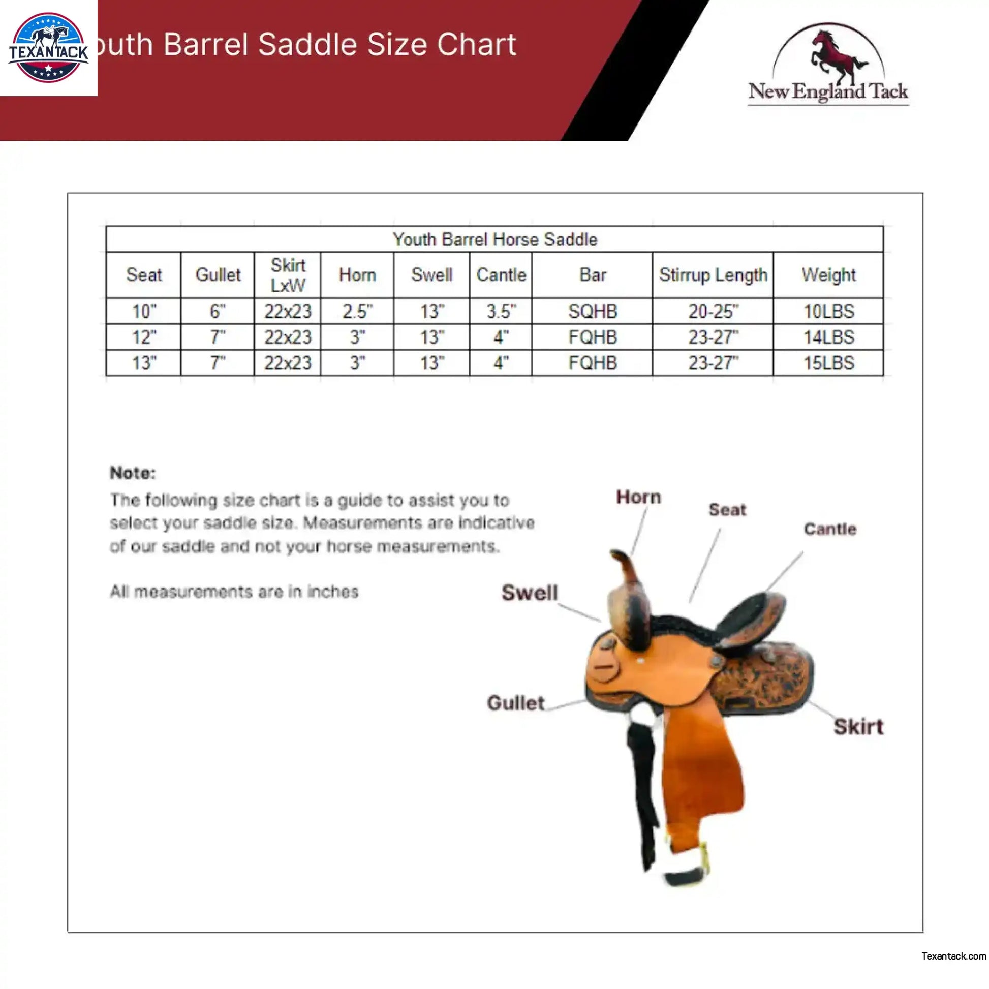 Floral Tooled Youth Western Leather Horse Barrel Saddle| Free Shipping NewEnglandTack