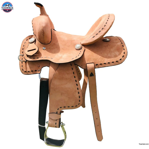 Resistance Genuine New Western Leather Youth Child Horse Pony Ranch Saddle Natural