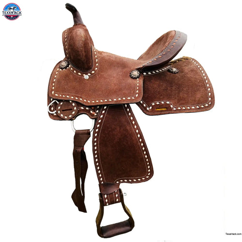 Resistance  Hard Seat Barrel Style Deep Seat Saddle and Buck Stitch -14 15 16 Inch