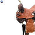 Resistance Kids-Youth Western Horse Barrel Saddle, Rawhide Cantle 12" 13" - NewEngland Tack