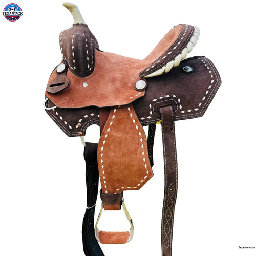 Resistance Kids-Youth Western Horse Barrel Saddle, Rawhide Cantle 12" 13"