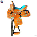 Youth Western Horse Barrel Saddle Horse Floral Tooled Leather 8 "-Pink/Purple/Turquoise/Brown NewEngland Tack