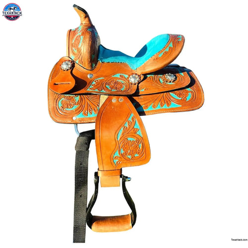 Resistance Miniature Western Barrel Saddle Floral Tooled - 8 inch