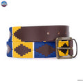 Resistance Polo Belt for Men | Hand Stitched Leather Belt With Colorful Embroidery | Gaucho Style Belt 1.5” Wide NewEngland Tack