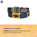 Resistance Polo Belt for Men | Hand Stitched Leather Belt With Colorful Embroidery | Gaucho Style Belt 1.5 Wide NewEngland Tack