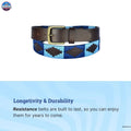 Resistance Polo Belt for Men | Hand Stitched Leather Belt With Colorful Embroidery | Gaucho Style Belt 1.5” Wide NewEngland Tack