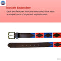 Resistance Polo Belt for Men | Hand Stitched Leather Belt With Colorful Embroidery | Gaucho Style Belt 1.5” Wide NewEngland Tack