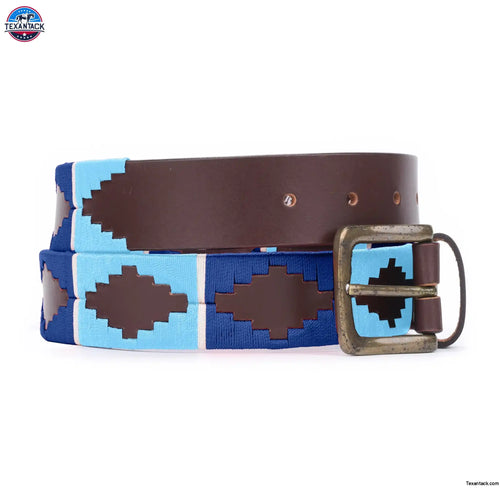 Resistance Polo Belt for Men | Hand Stitched Leather Belt With Colorful Embroidery | Gaucho Style Belt 1.5” Wide