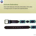 Resistance Polo Belt for Men | Hand Stitched Leather Belt With Colorful Embroidery | Gaucho Style Belt 1.5” Wide NewEngland Tack