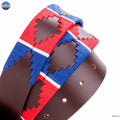 Resistance Polo Belt for Men | Hand Stitched Leather Belt With Colorful Embroidery | Gaucho Style Belt 1.5” Wide NewEngland Tack