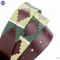 Resistance Polo Belt for Men | Hand Stitched Leather Belt With Colorful Embroidery | Gaucho Style Belt 1.5” Wide NewEngland Tack