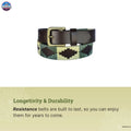Resistance Polo Belt for Men | Hand Stitched Leather Belt With Colorful Embroidery | Gaucho Style Belt 1.5” Wide NewEngland Tack