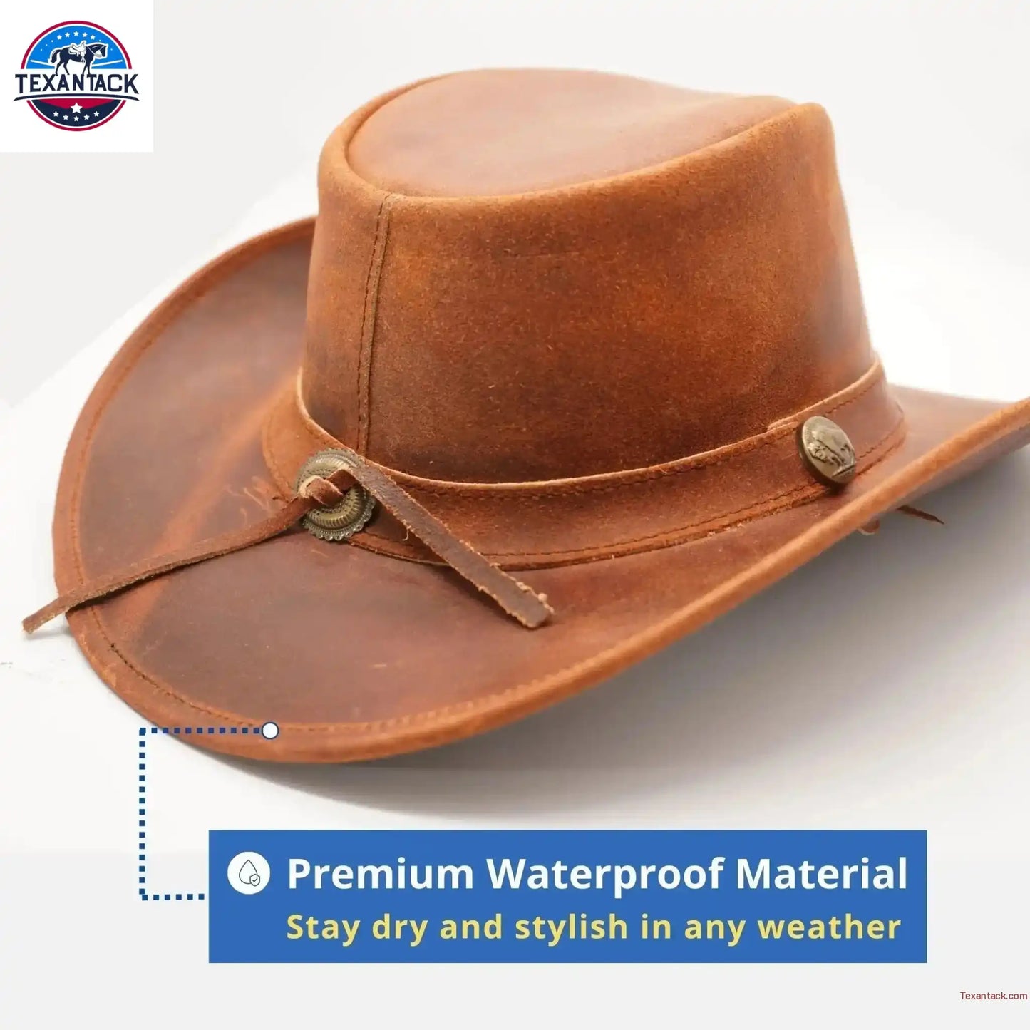Premium Australian Style Leather Cowboy Hat | Shapeable Outback Hat for Men and Women NewEngland Tack