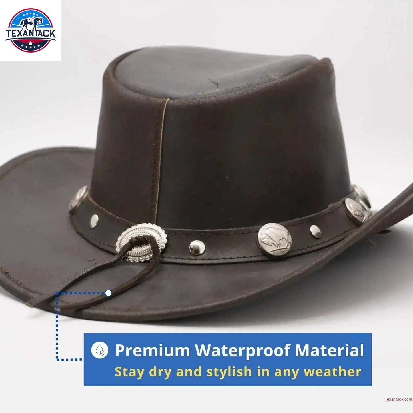 Premium Australian Style Leather Cowboy Hat | Shapeable Outback Hat for Men and Women NewEngland Tack