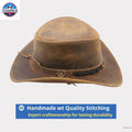 Western Cowboy Hat Grain Cow Leather with Buffalo Conchos Hat Band NewEnglandTack