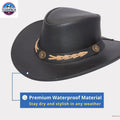Western Cowboy Hat Grain Cow Leather with Buffalo Conchos Hat Band NewEnglandTack