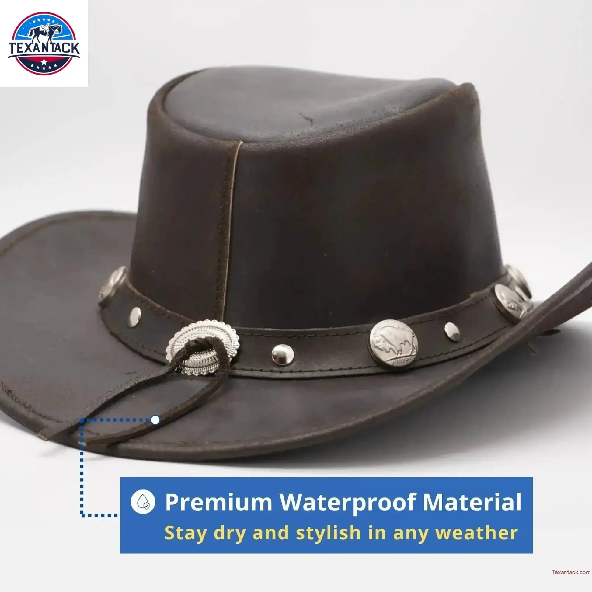 Premium Australian Style Leather Cowboy Hat | Shapeable Outback Hat for Men and Women NewEngland Tack