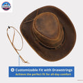 Western Cowboy Hat Grain Cow Leather with Buffalo Conchos Hat Band NewEnglandTack