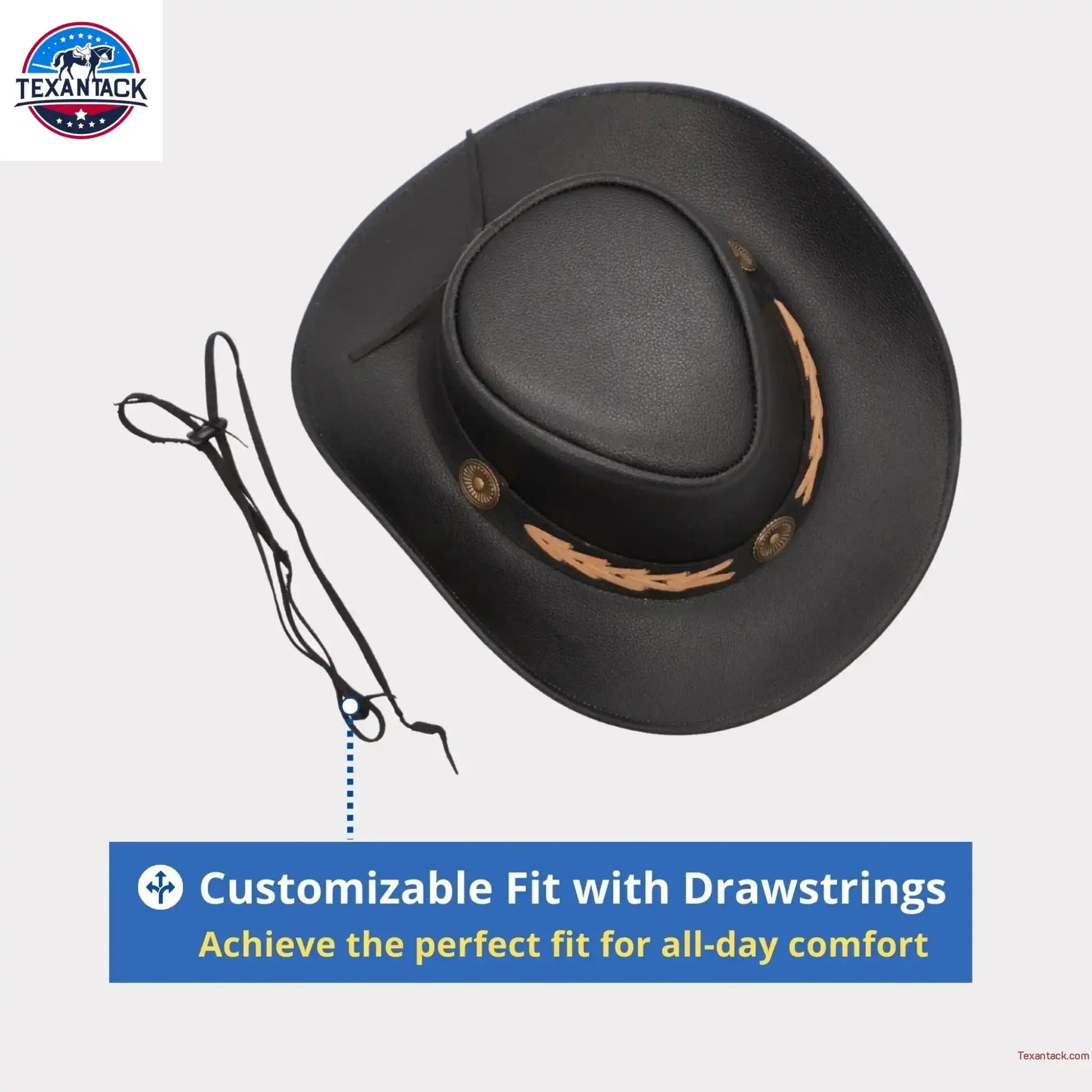 Western Cowboy Hat Grain Cow Leather with Buffalo Conchos Hat Band NewEnglandTack