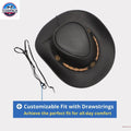 Western Cowboy Hat Grain Cow Leather with Buffalo Conchos Hat Band NewEnglandTack