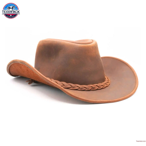 RESISTANCE Premium Full Grain Australian Style Leather Cowboy Hat | Shapeable Outback Hat for Men and Women
