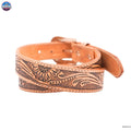 Resistance Premium Western Cowgirl Cowboy Floral Tooled  Argentinian Leather Belt NewEngland Tack