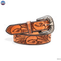 Resistance Premium Western Cowgirl Cowboy Floral Tooled  Argentinian Leather Belt NewEngland Tack