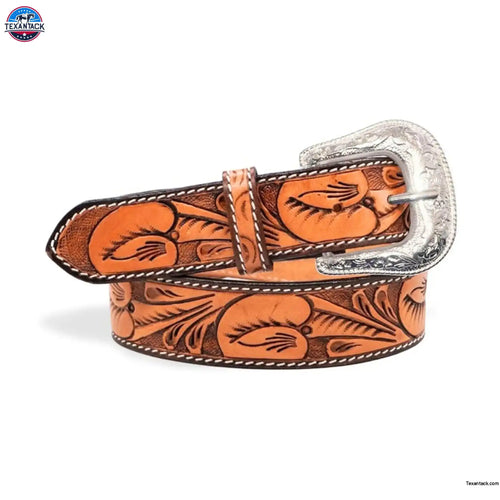 Resistance Premium Western Cowgirl Cowboy Floral Tooled  Argentinian Leather Belt