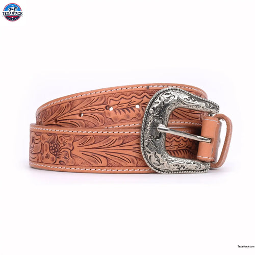 Resistance Premium Western Cowgirl Cowboy Floral Tooled  Argentinian Leather Belt
