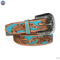 Resistance Western Cowgirl Cowboy Floral Tooled  Argentinian Leather Belt NewEngland Tack