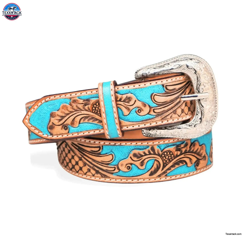 Resistance Western Cowgirl Cowboy Floral Tooled  Argentinian Leather Belt NewEngland Tack