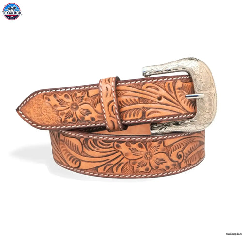 Resistance Premium Western Cowgirl Cowboy Floral Tooled  Argentinian Leather Belt