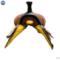 Resistance Rough Out Hard Seat Barrel Style Saddle With Floral Tooled Leather Square Skirt and Fenders - 14, 15, 16 Inch Newenglandtack