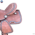 Resistance Rough Out Turquoise Backstitch western Barrel Saddle 8 inch New England