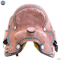 Resistance Rough Out Turquoise Backstitch western Barrel Saddle 8 inch New England
