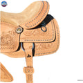 Silver Beaded Western Leather Barrel Saddle with Floral Tooling Newenglandtack