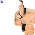 Silver Beaded Western Leather Barrel Saddle with Floral Tooling Newenglandtack