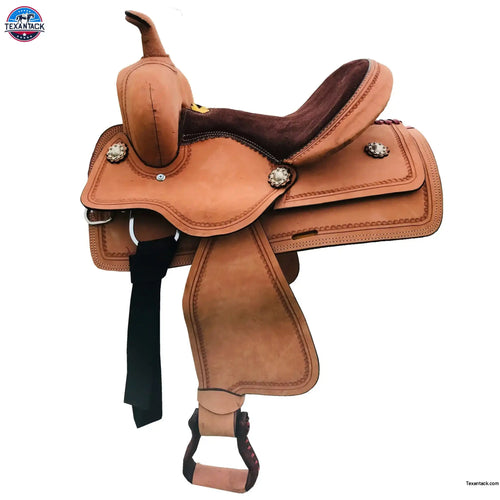 Resistance Western All Around Pleasure Saddle Double Skirt Border Serpentine tooled With Rough Out Finish