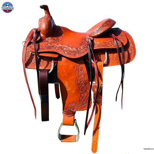 Resistance Western Argentinian Leather Horse Roping & Working Saddle - Floral Tooling