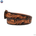 Resistance Western Cowgirl Cowboy Floral Tooled  Argentinian Leather Belt With Silver & Black Silver Buckle NewEngland Tack