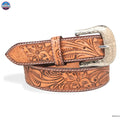 Resistance Western Cowgirl Cowboy Floral Tooled  Argentinian Leather Belt With Black Silver Buckle NewEngland Tack
