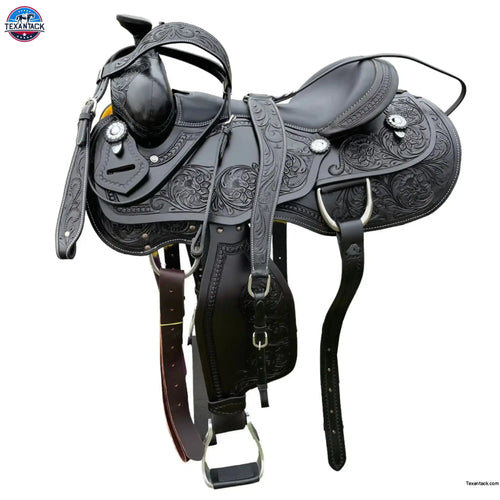Resistance Western Horse Pleasure Saddle - Genuine Leather 15" 16" 17" 18" - Free Tack Set