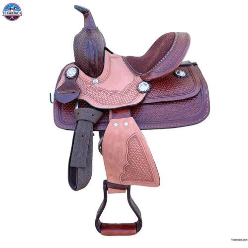 Resistance Western Miniatures 8 Inch Half Seat Barrel Saddle With Basket Weave Tool