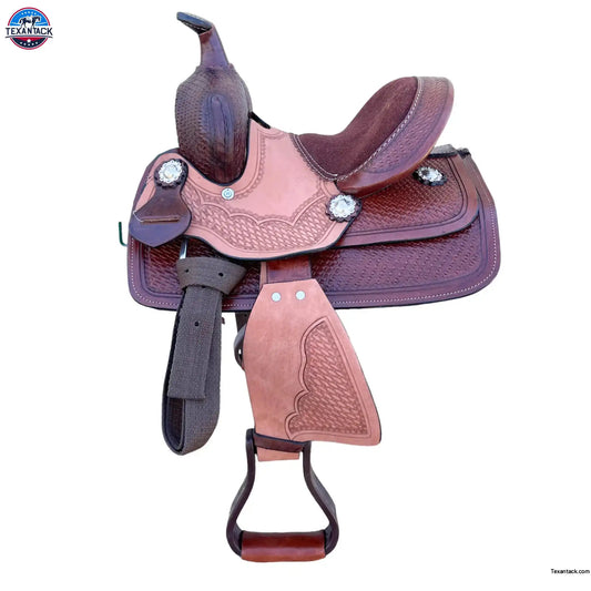 Resistance Western Miniatures 8 Inch Half Seat Barrel Saddle With Basket Weave Tool NewEngland Tack