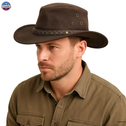 Resistance Western Oilskin Cotton Cowboy & Cowgirl Hat – Waterproof Outdoor Wide Brim Western Hat for Men & Women