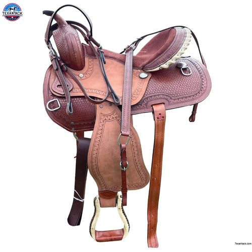 Resistance Western Pleasure and Trail Saddle with Basket Weave Tooled- 15, 16, 17, 18 inch With Free Tack set