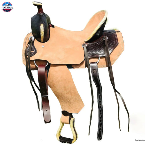 Resistance Western Roughout All Around Saddle With Basket Weave Tooling