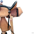 Western Youth Barrel Horse Roughout Leather Saddle Suede Seat with Brown Laces NewEngland Tack